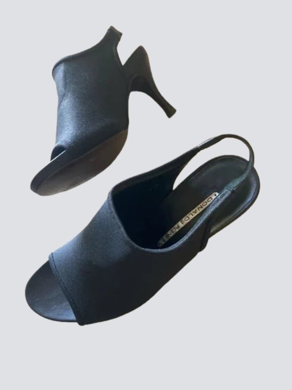 Donald J. Pliner Black Slingback Peep-Toe Heels